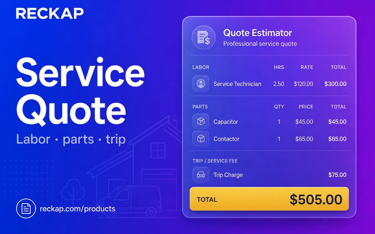 Reckap Service Quote Estimator cover