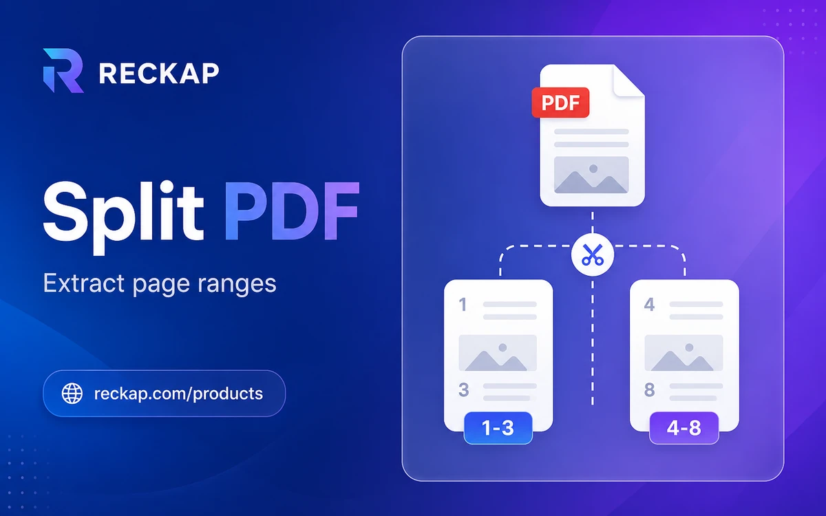 Reckap Split PDF cover - extract page ranges