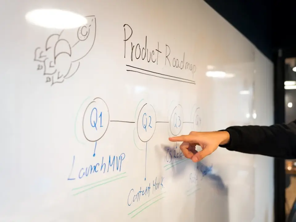 Person writing on a whiteboard