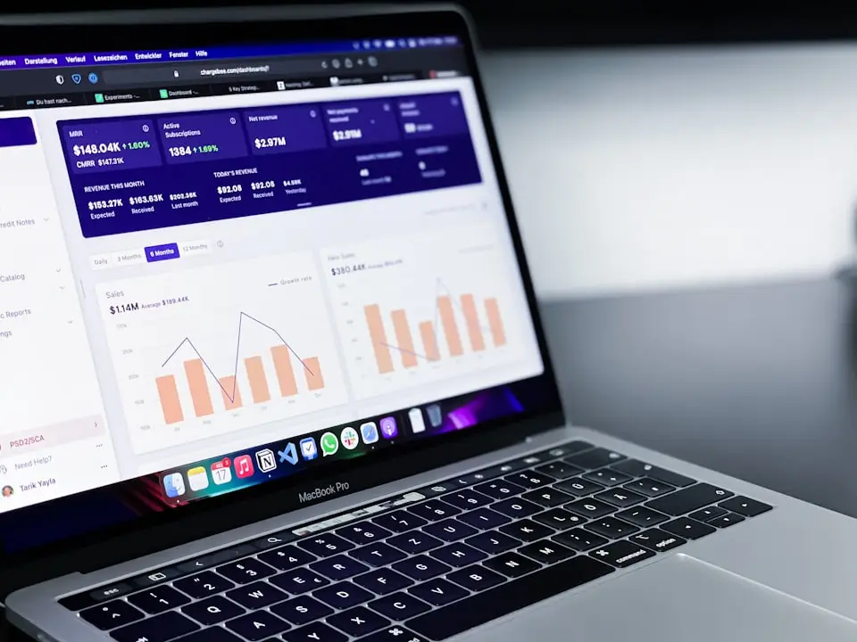 Laptop with analytics workspace