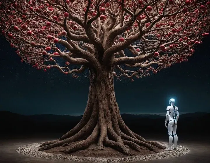 Abstract visual representing AI capability and caution