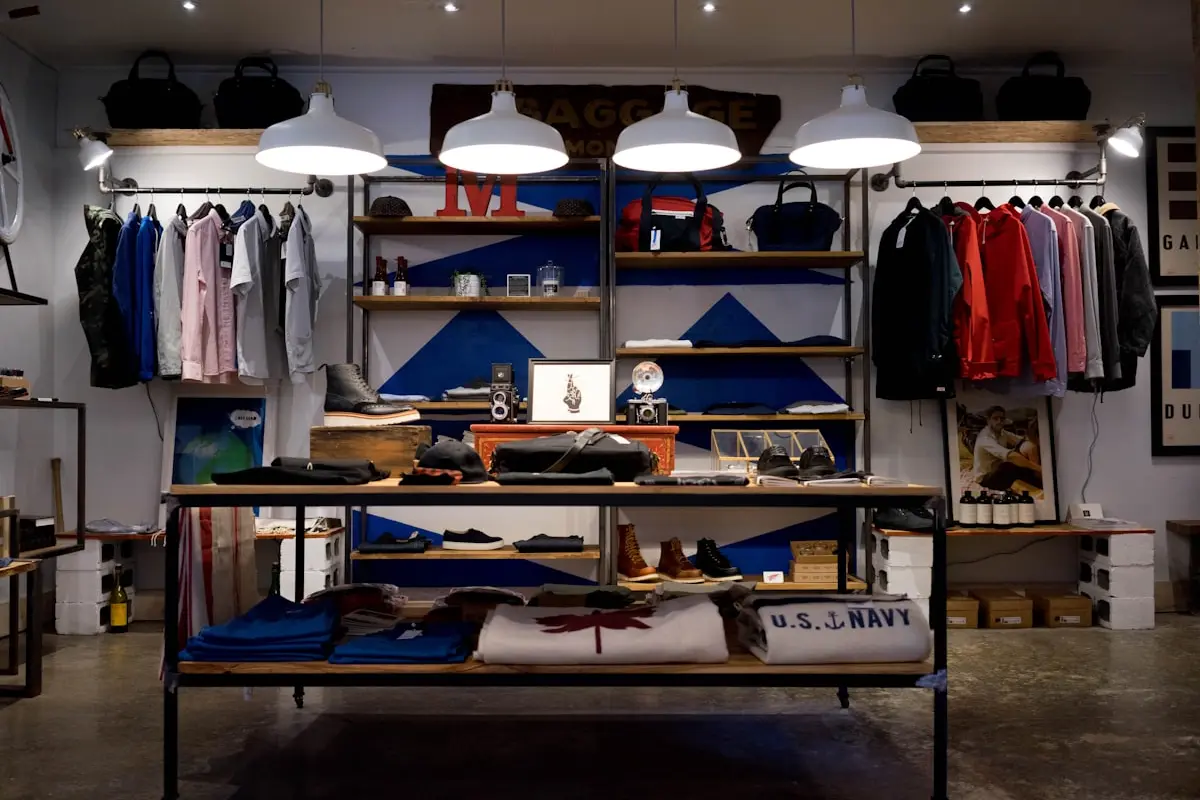 Retail store aisle with merchandise on shelves